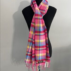 Pink Plaid Cashmere Scarf